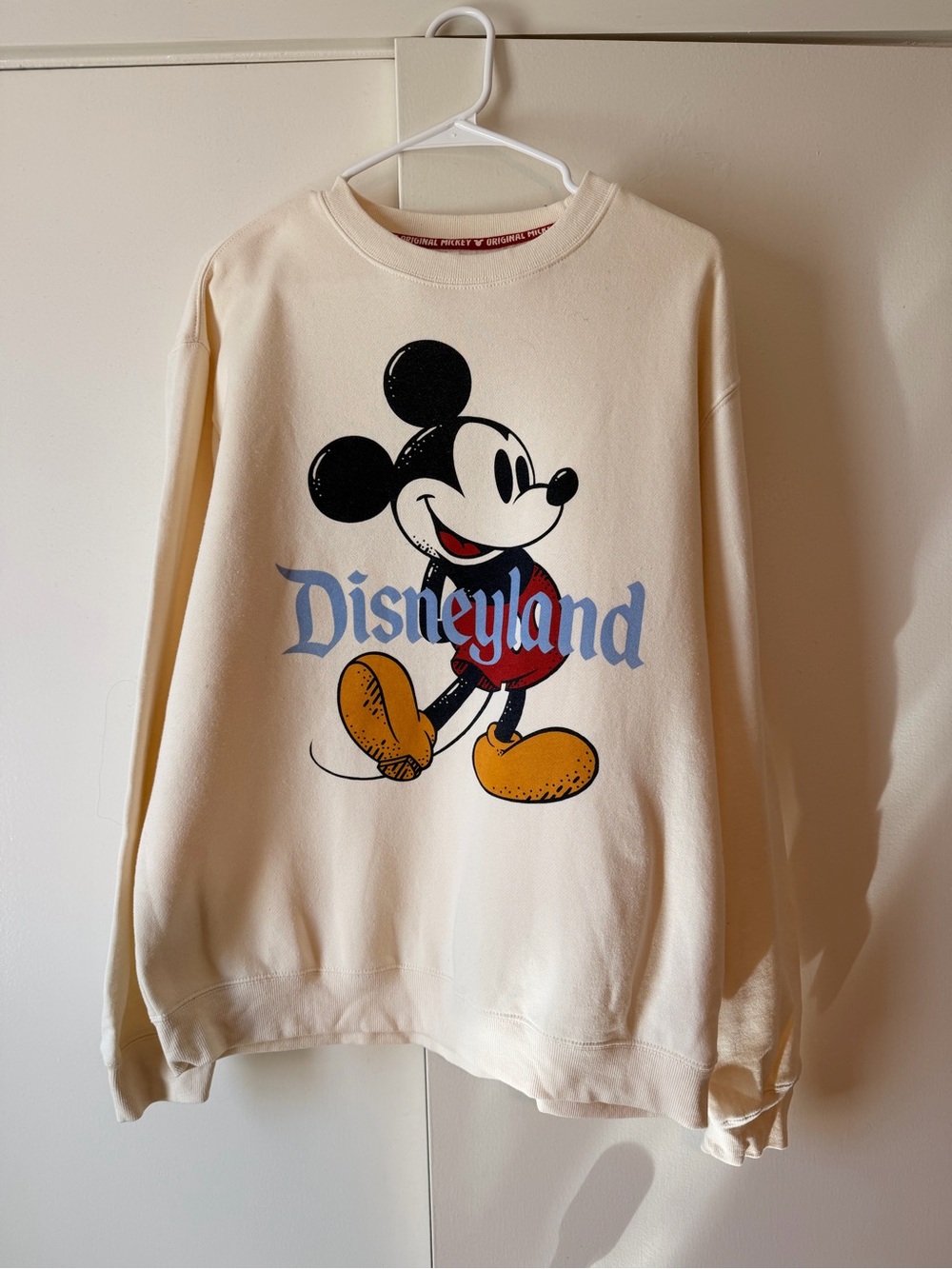Disney Cream Crewneck Sweatshirt with Mickey Mouse Graphic